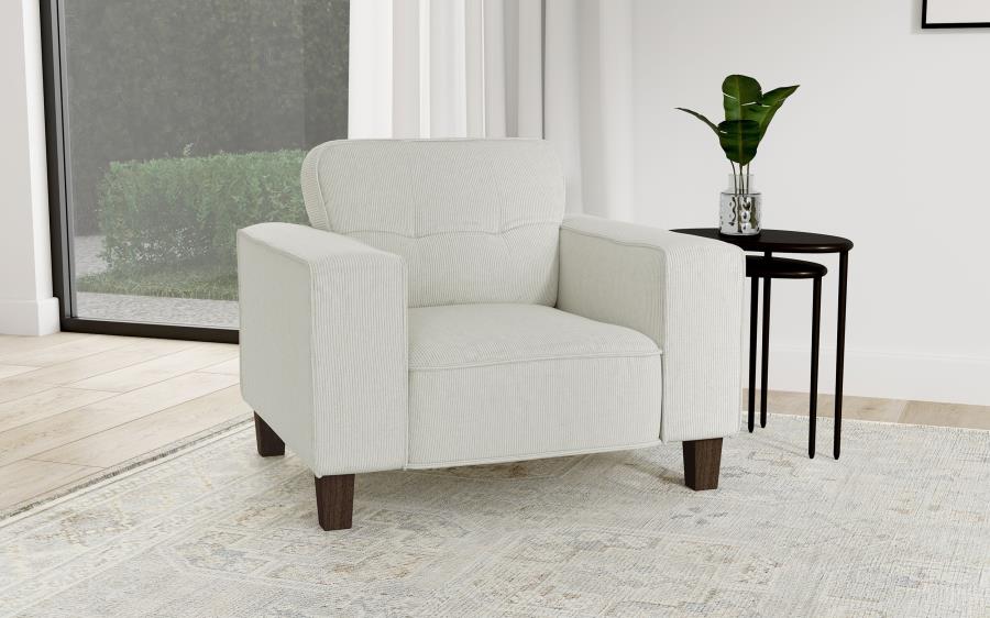 Deerhurst Upholstered Track Arm Tufted Accent Chair Greige — Living Room Furniture