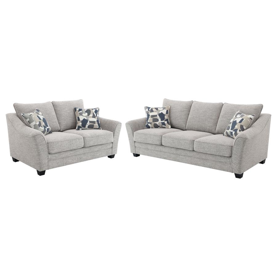 Tomkins 2-piece Boucle Upholstered Sofa Set Light Grey view 2