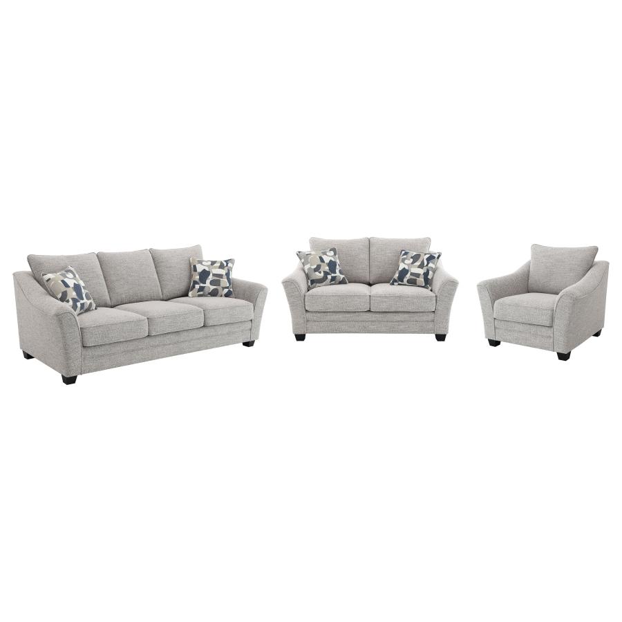 Tomkins 3-piece Boucle Upholstered Sofa Set Light Grey view 2