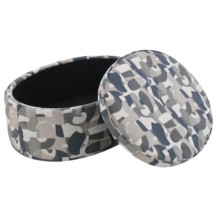 Tomkins Oval Upholstered Storage Ottoman Indigo Blue view 4