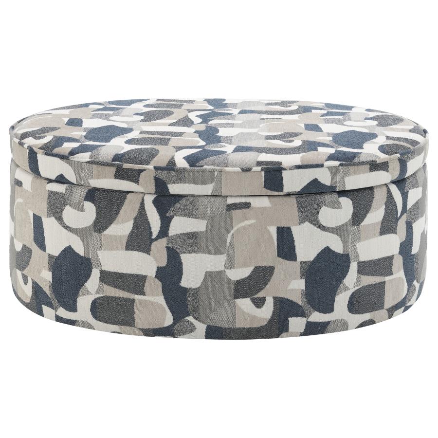 Tomkins Oval Upholstered Storage Ottoman Indigo Blue view 5
