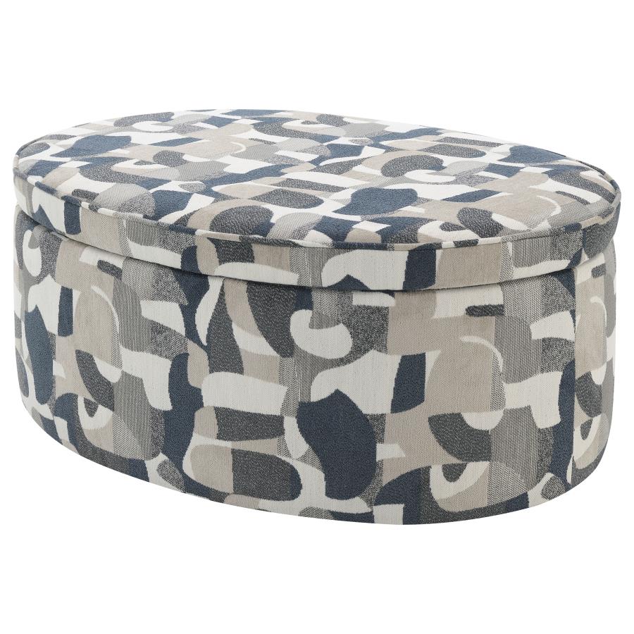 Tomkins Oval Upholstered Storage Ottoman Indigo Blue view 6
