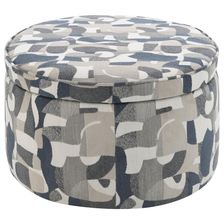 Tomkins Oval Upholstered Storage Ottoman Indigo Blue view 7
