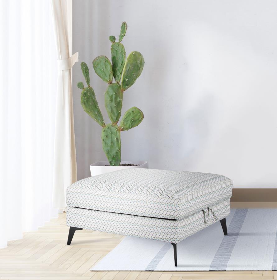 Clint Square Upholstered Tufted Storage Ottoman Aloe view 2
