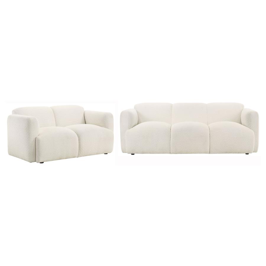 Dorset 2-piece Upholstered Round Track Arm Sofa Set White view 2