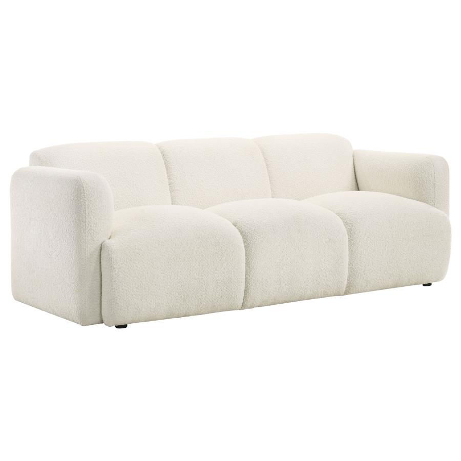 Dorset 2-piece Upholstered Round Track Arm Sofa Set White view 3