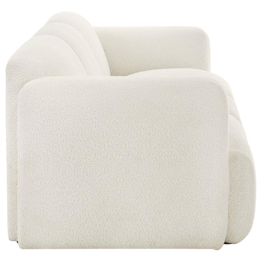 Dorset 2-piece Upholstered Round Track Arm Sofa Set White view 6