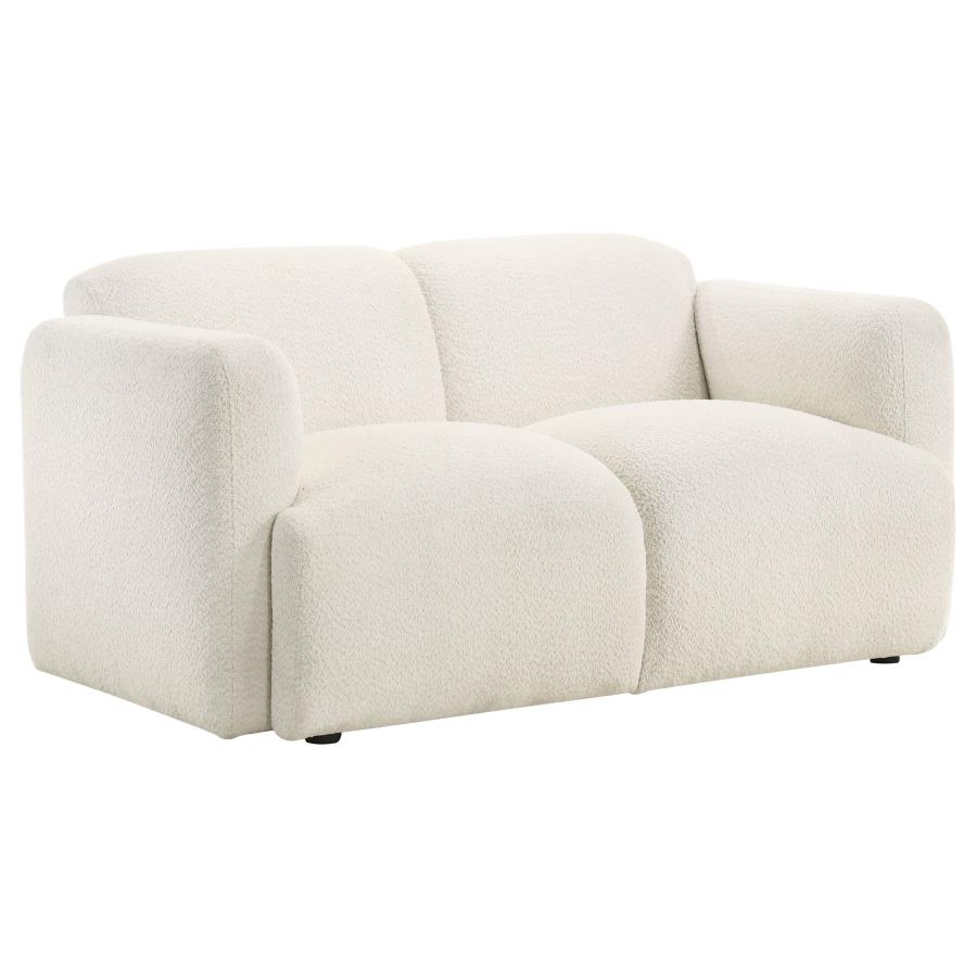 Dorset 3-piece Upholstered Round Track Arm Sofa Set White view 7