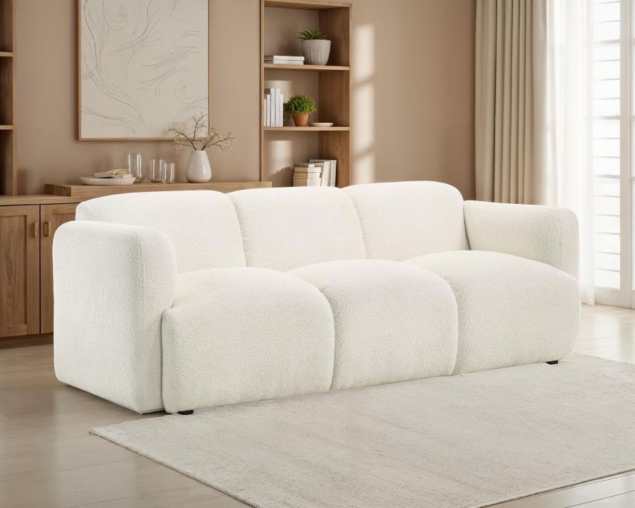 Dorset Fabric Upholstered Round Track Arm Sofa White view 2
