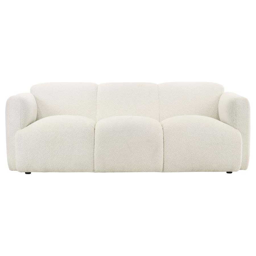 Dorset Fabric Upholstered Round Track Arm Sofa White view 3