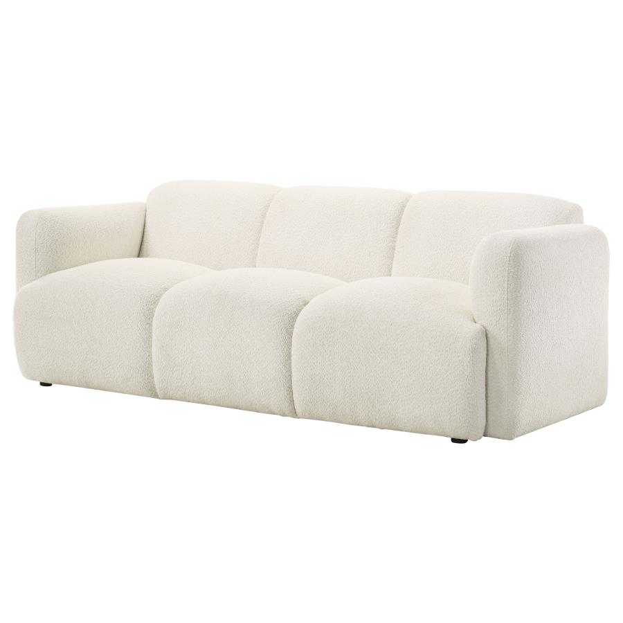 Dorset Fabric Upholstered Round Track Arm Sofa White view 4