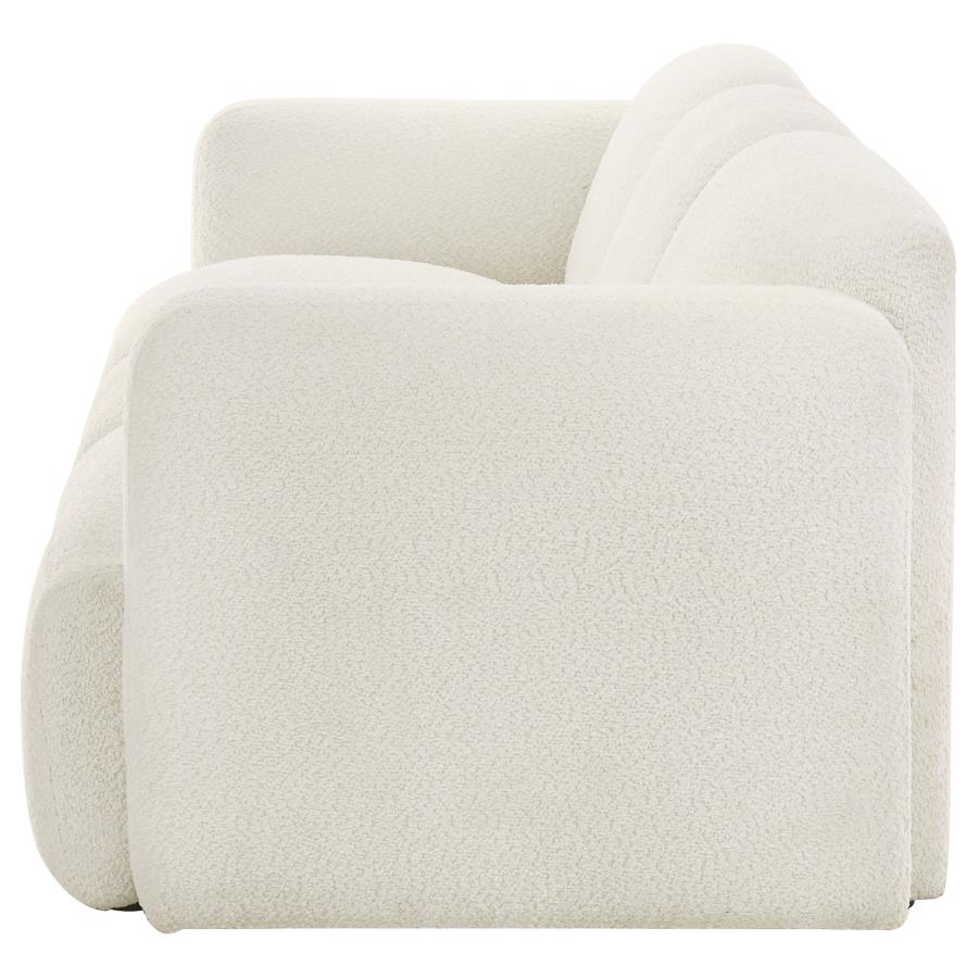 Dorset Fabric Upholstered Round Track Arm Sofa White view 5
