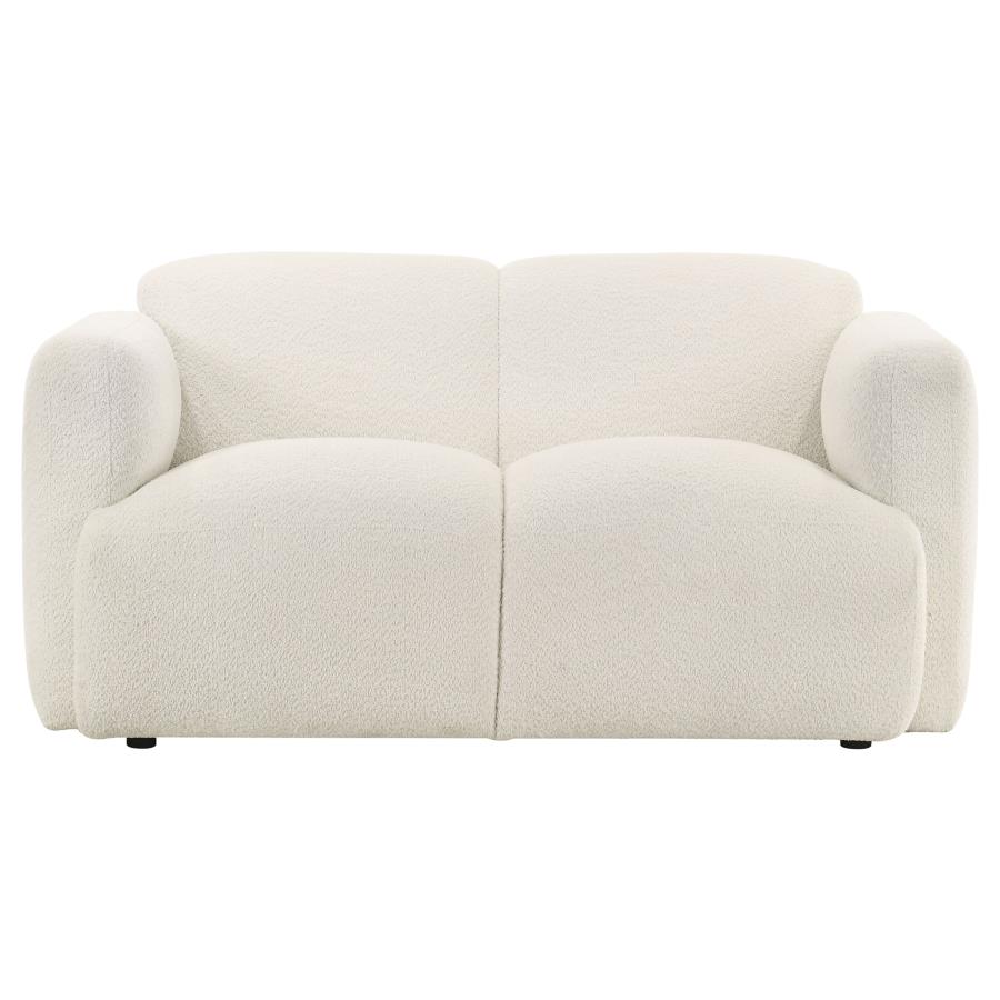 Dorset Fabric Upholstered Round Track Arm Loveseat White view 3