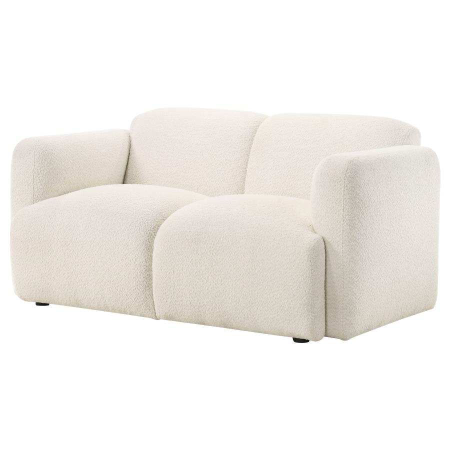 Dorset Fabric Upholstered Round Track Arm Loveseat White view 4