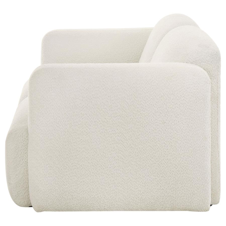 Dorset Fabric Upholstered Round Track Arm Loveseat White view 5