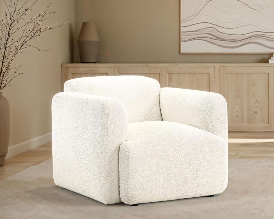 Dorset Fabric Upholstered Round Track Arm Accent Chair White view 2