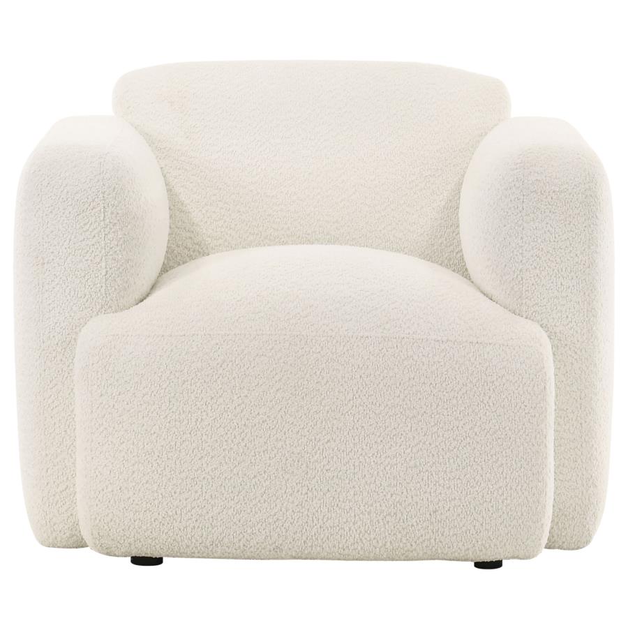 Dorset Fabric Upholstered Round Track Arm Accent Chair White view 3