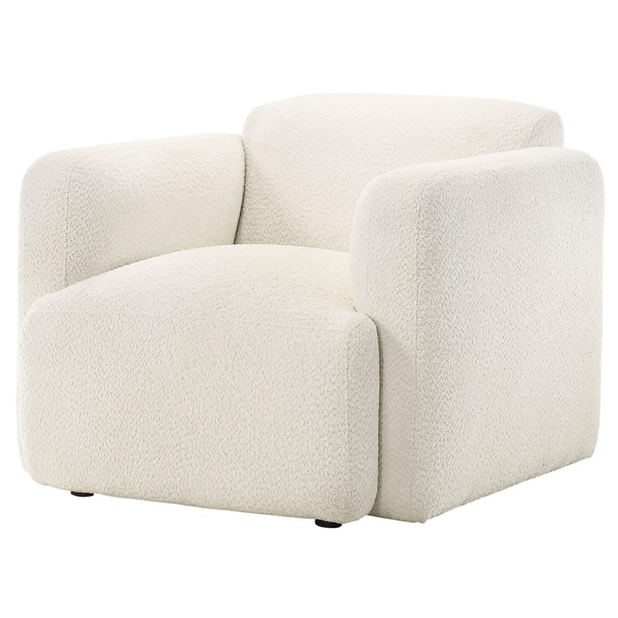 Dorset Fabric Upholstered Round Track Arm Accent Chair White view 4