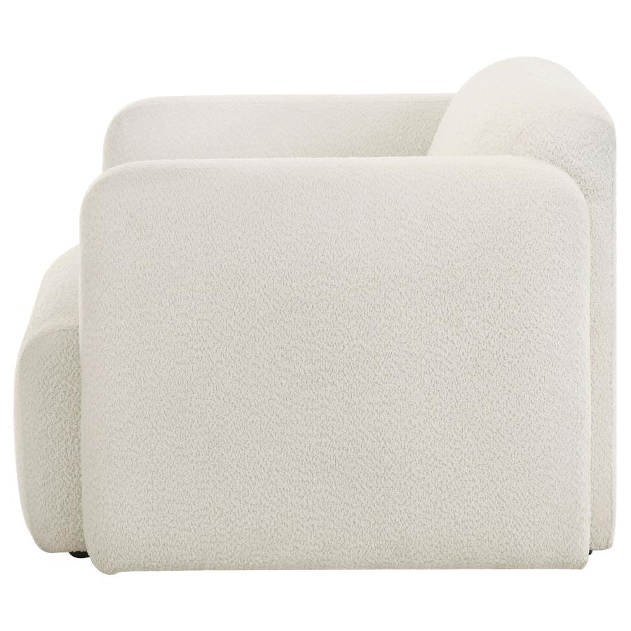 Dorset Fabric Upholstered Round Track Arm Accent Chair White view 5
