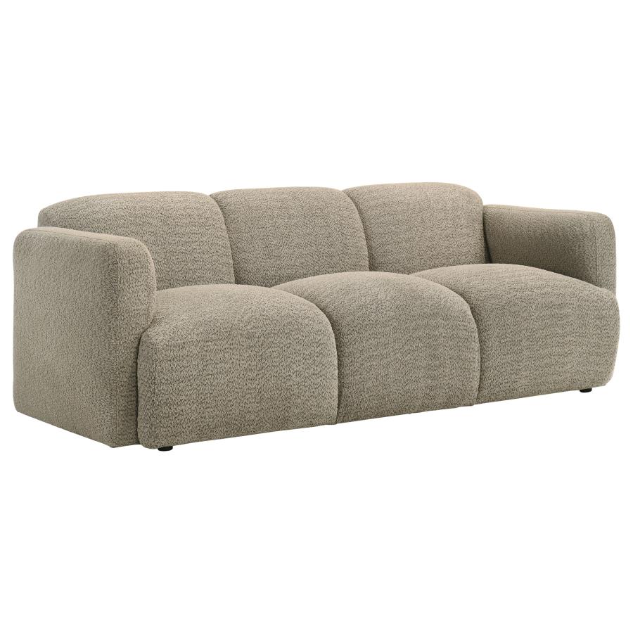 Dorset 2-piece Upholstered Round Track Arm Sofa Set Brown view 3