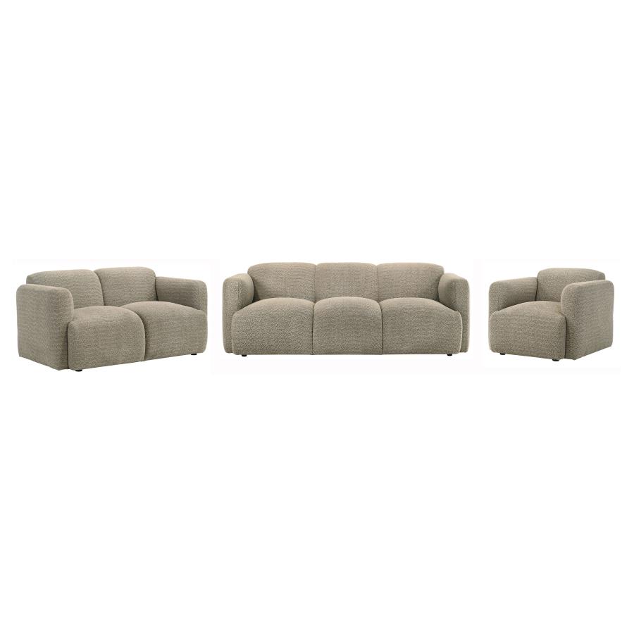 Dorset 3-piece Upholstered Round Track Arm Sofa Set Brown view 2