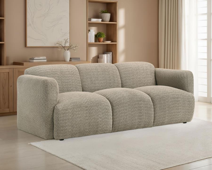 Dorset Fabric Upholstered Round Track Arm Sofa Brown view 2