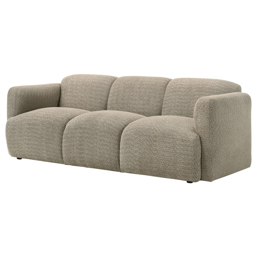 Dorset Fabric Upholstered Round Track Arm Sofa Brown view 4