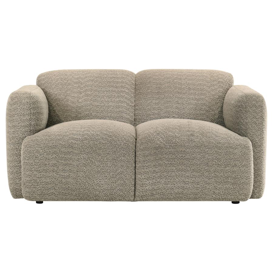 Dorset Fabric Upholstered Round Track Arm Loveseat Brown view 3