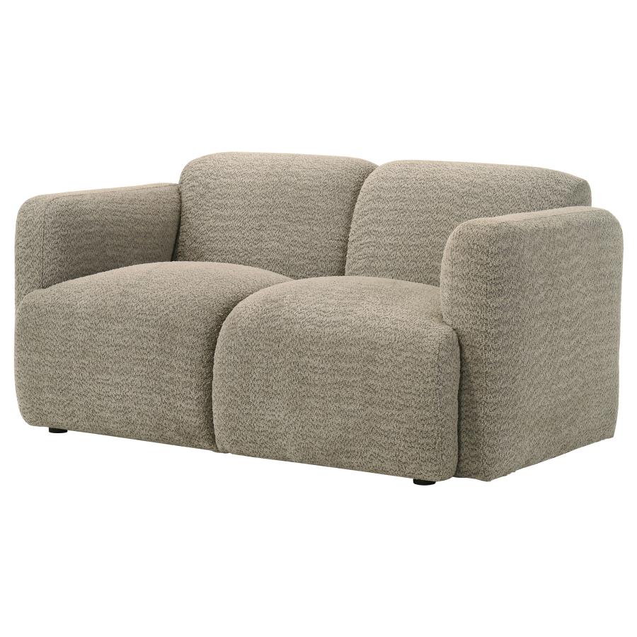 Dorset Fabric Upholstered Round Track Arm Loveseat Brown view 4