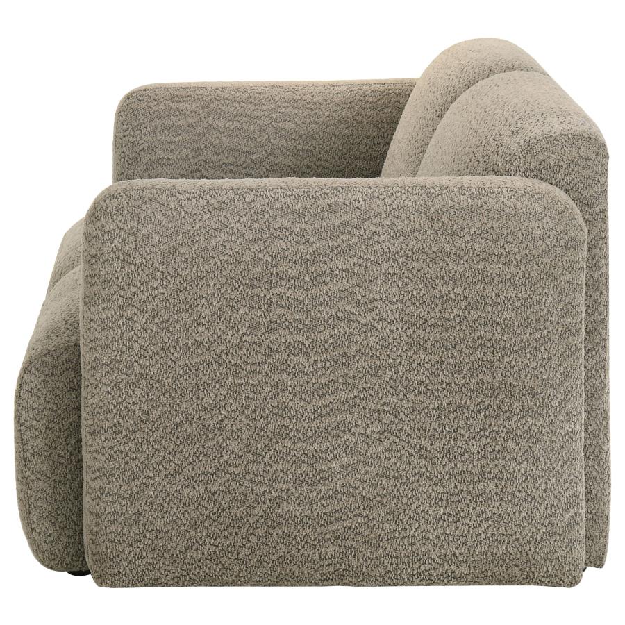 Dorset Fabric Upholstered Round Track Arm Loveseat Brown view 5