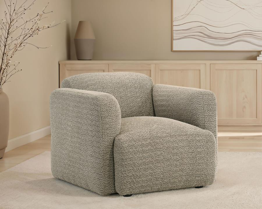 Dorset Fabric Upholstered Round Track Arm Accent Chair Brown view 2