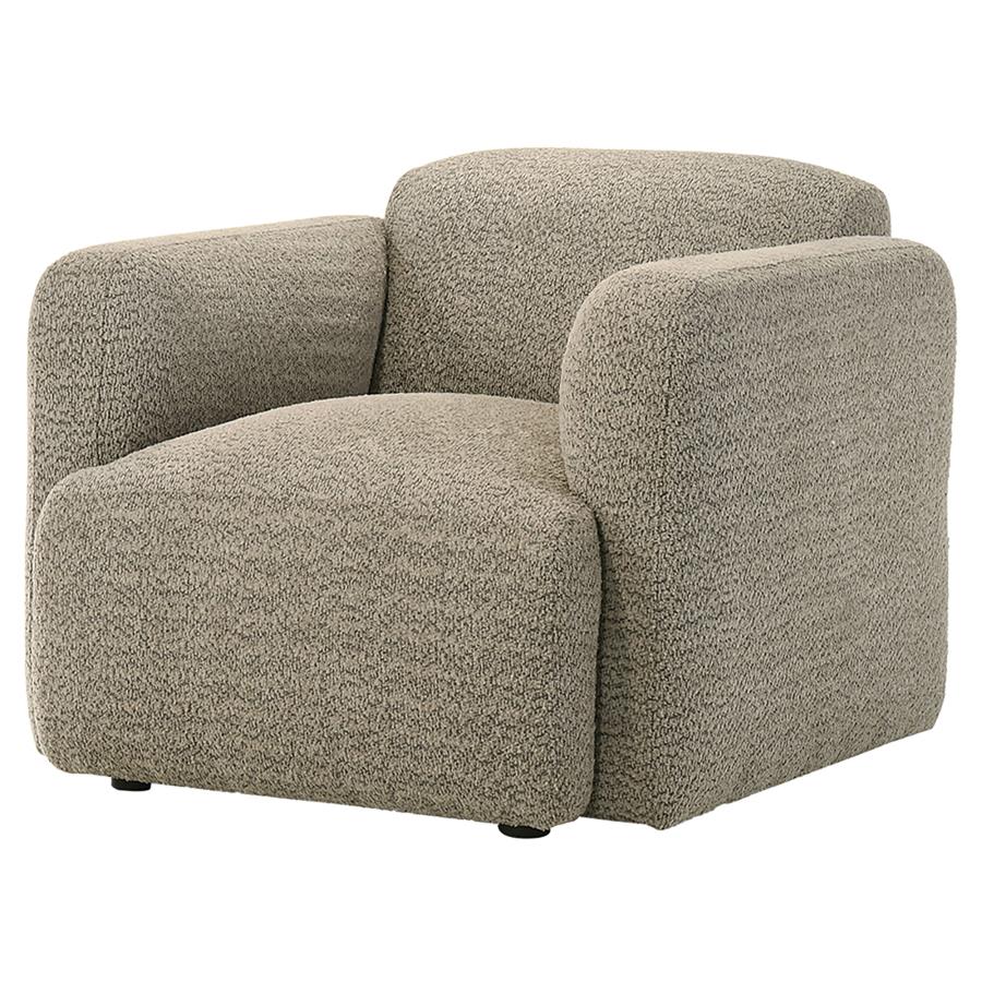 Dorset Fabric Upholstered Round Track Arm Accent Chair Brown view 4