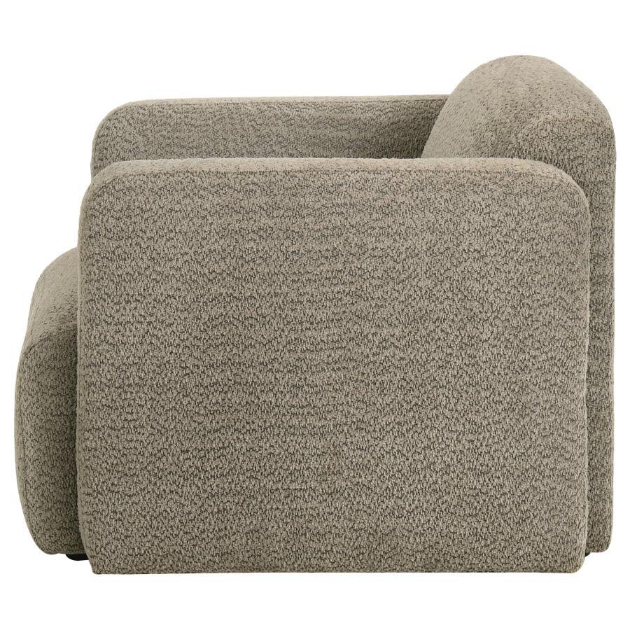 Dorset Fabric Upholstered Round Track Arm Accent Chair Brown view 5