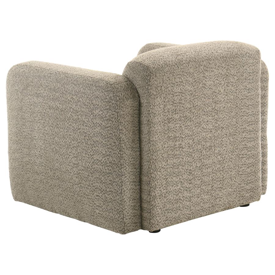 Dorset Fabric Upholstered Round Track Arm Accent Chair Brown view 6