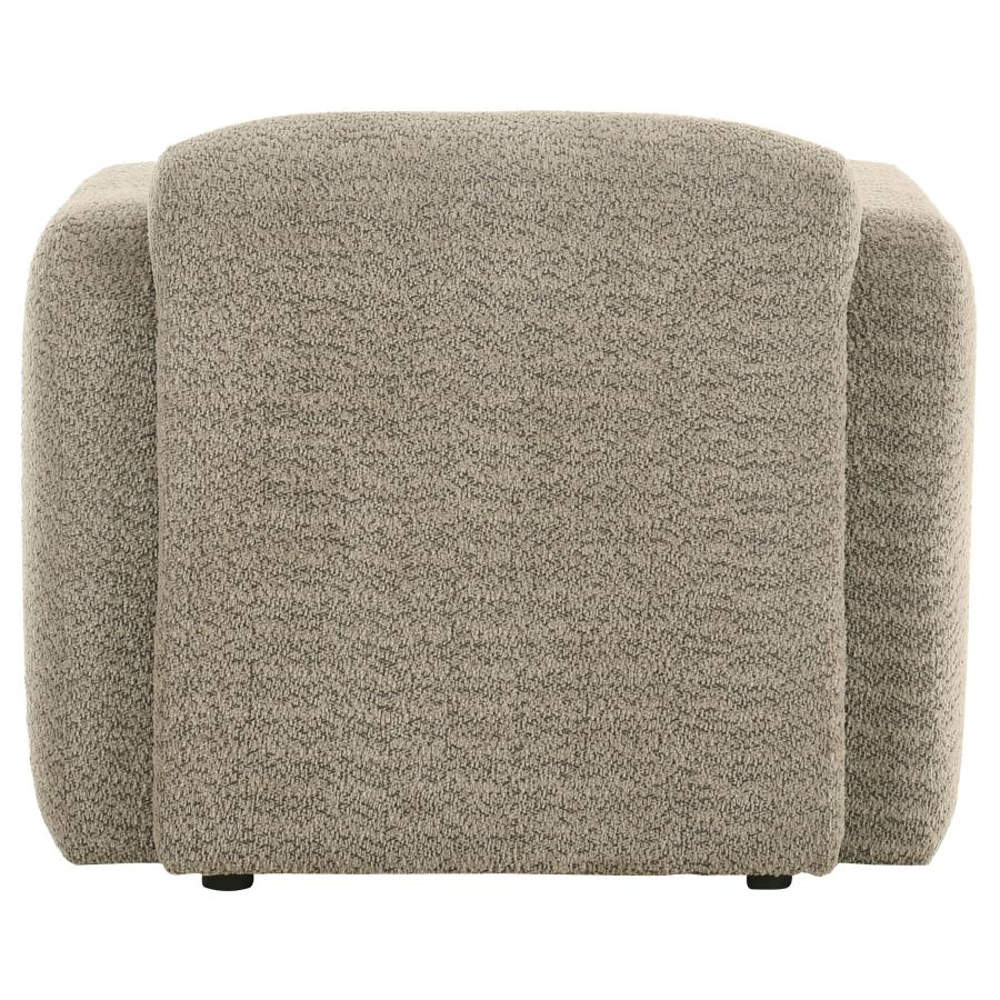 Dorset Fabric Upholstered Round Track Arm Accent Chair Brown view 7