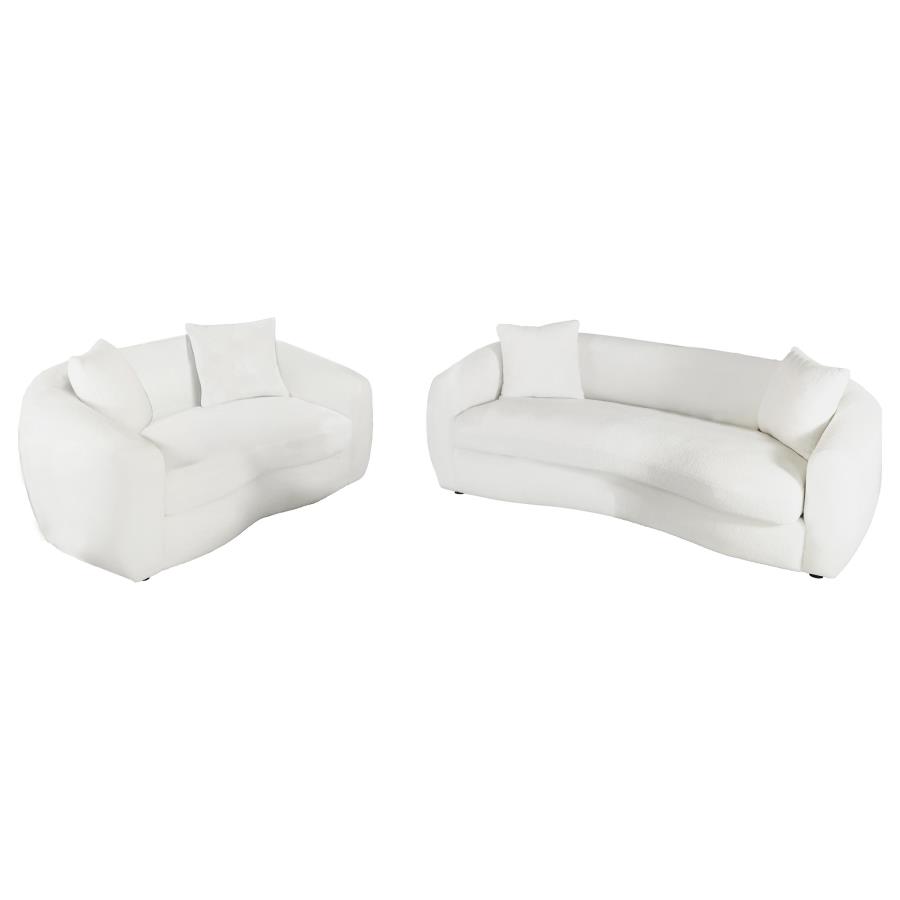Isabella 2-piece Faux Sheepskin Upholstered Sofa Set Natural view 2