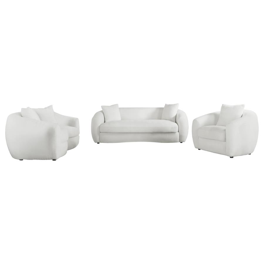 Isabella 3-piece Faux Sheepskin Upholstered Sofa Set Natural view 2