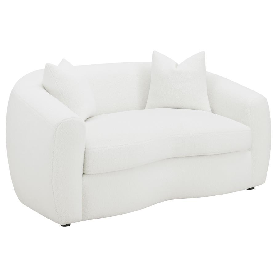 Isabella 3-piece Faux Sheepskin Upholstered Sofa Set Natural view 6