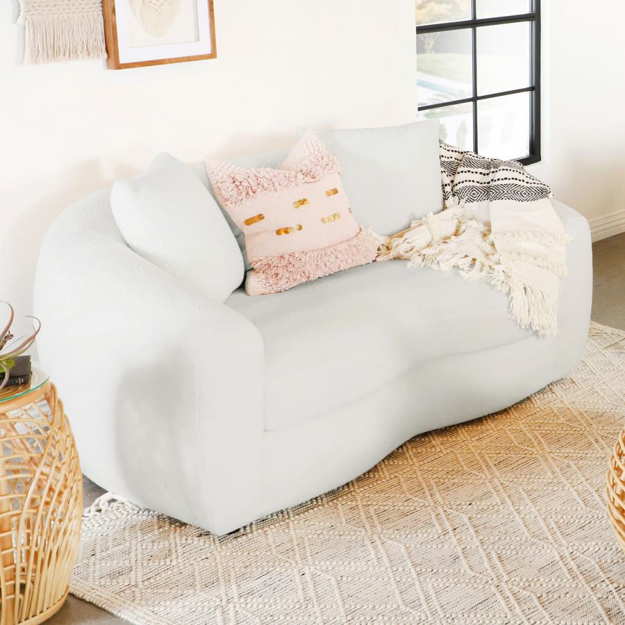 Isabella Faux Sheepskin Upholstered Loveseat Natural view 2