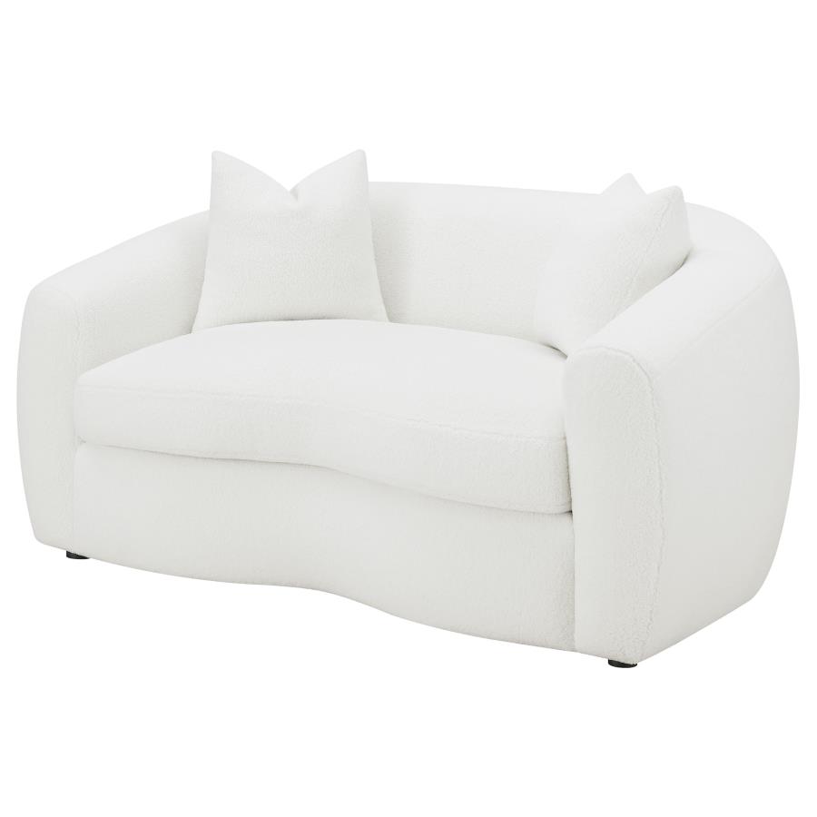 Isabella Faux Sheepskin Upholstered Loveseat Natural view 4
