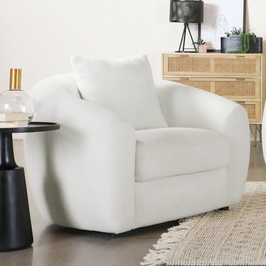 Isabella Faux Sheepskin Upholstered Accent Chair Natural view 2