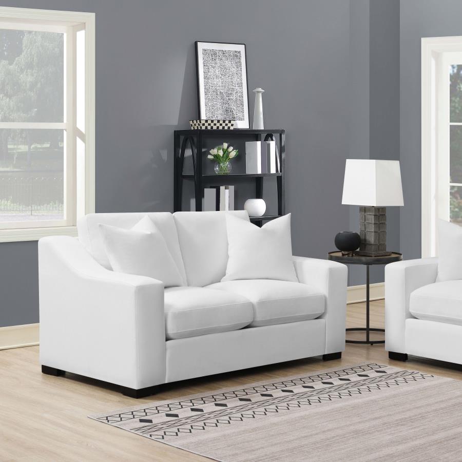 Ashlyn Upholstered Sloped Arm Loveseat White view 2