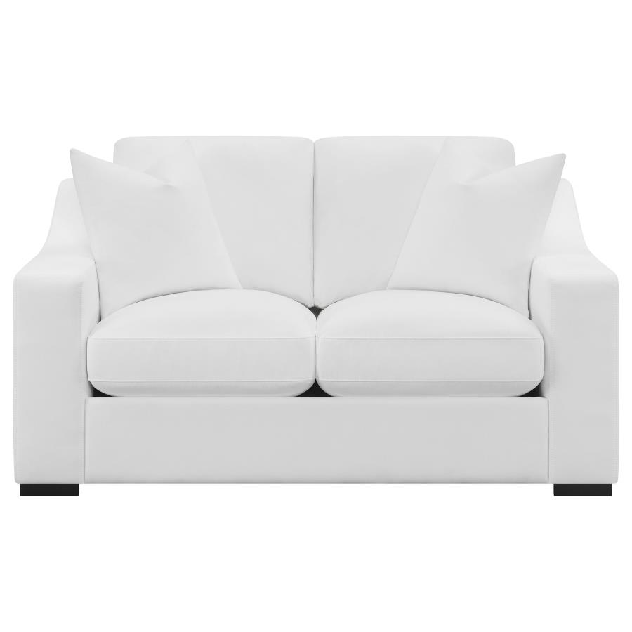 Ashlyn Upholstered Sloped Arm Loveseat White view 3