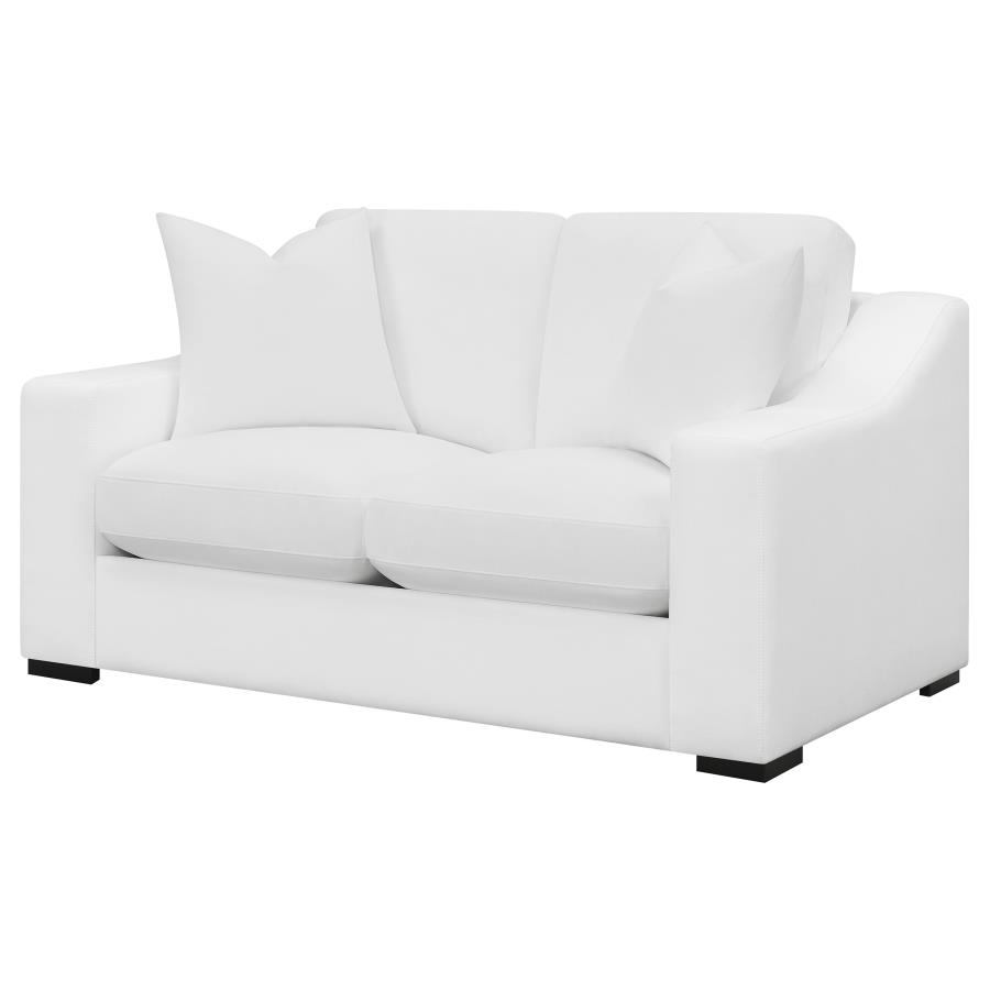 Ashlyn Upholstered Sloped Arm Loveseat White view 4