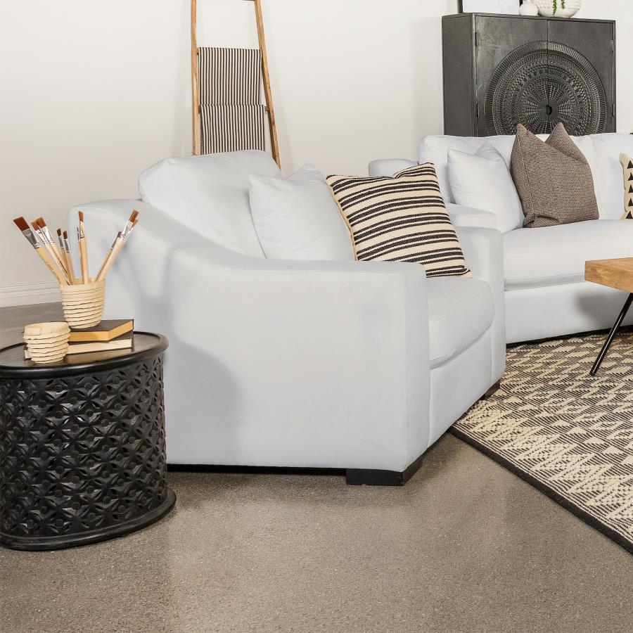 Ashlyn Upholstered Sloped Arm Accent Chair White view 2