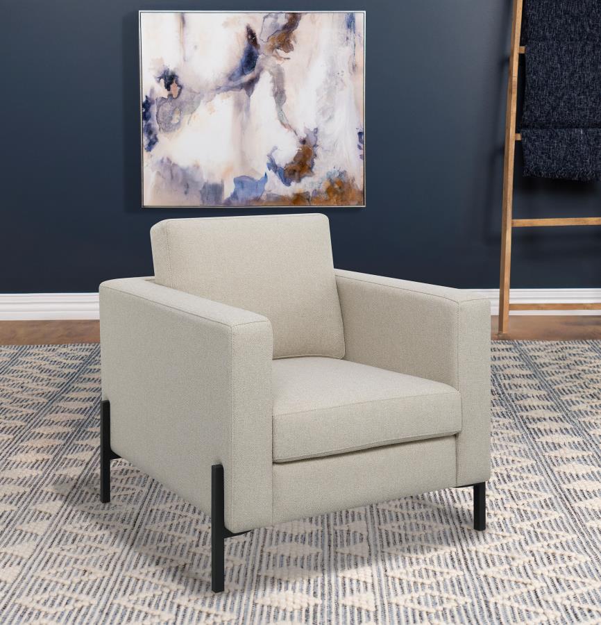 Tilly Upholstered Track Arm Accent Chair Oatmeal view 2