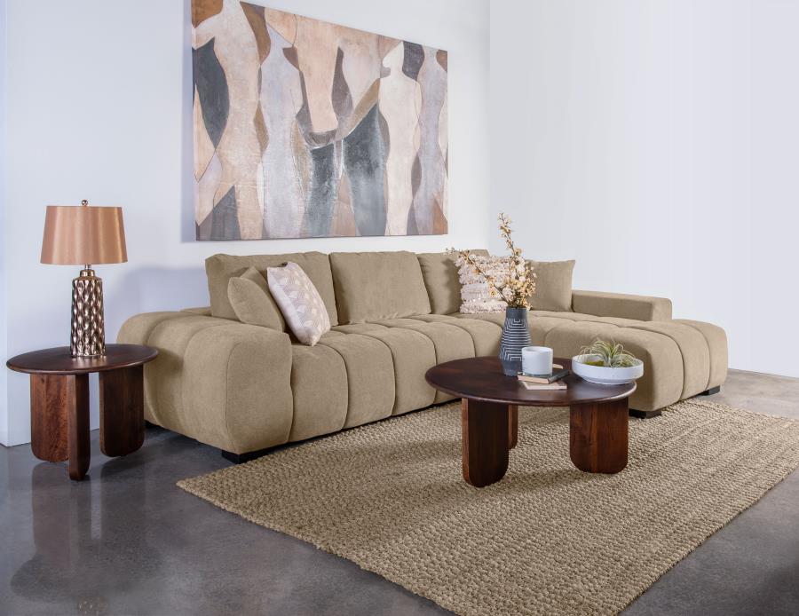 Octavia Upholstered Sectional Chaise Sofa Camel view 2