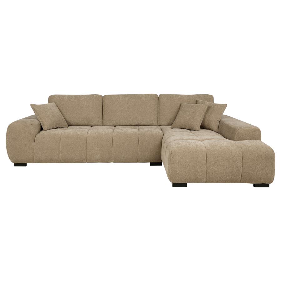 Octavia Upholstered Sectional Chaise Sofa Camel view 3