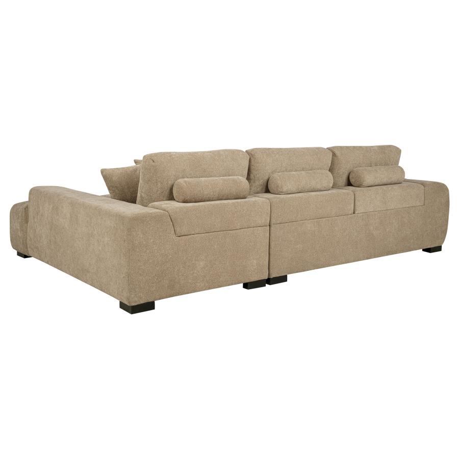 Octavia Upholstered Sectional Chaise Sofa Camel view 4