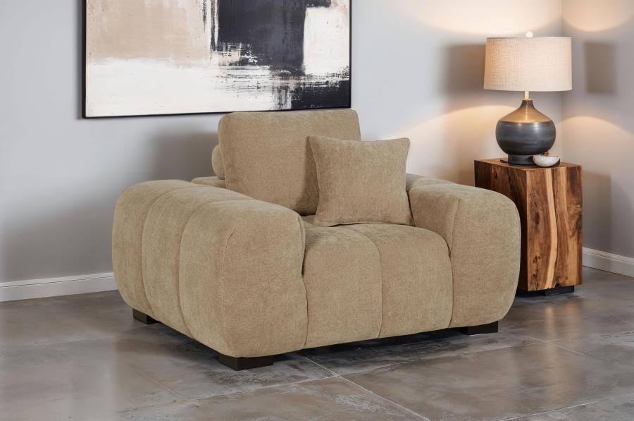 Octavia Upholstered Track Arm Accent Chair Camel view 2